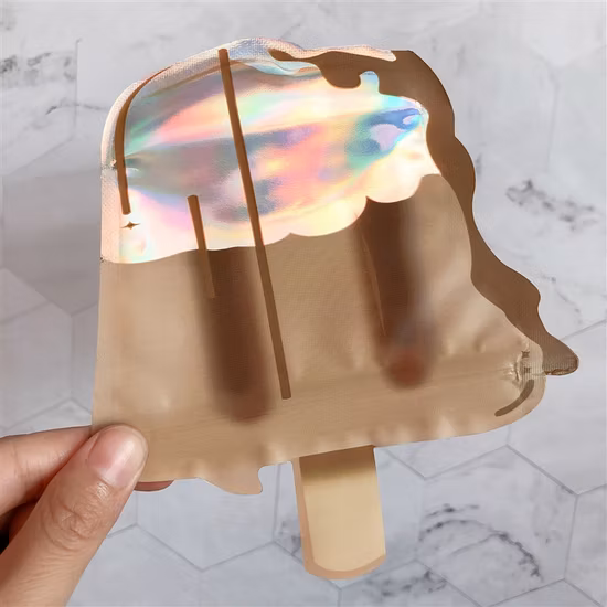 주문 로고 Zip 자물쇠 플레스틱 포장 Mylar 홀로그램 부대는 커트 불규칙한 Childproof 모양 Mylar 부대 죽습니다